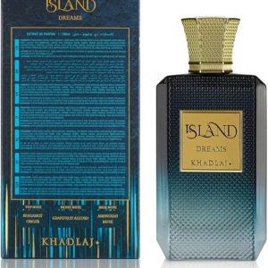 Khadlaj Island Dreams – Fragancia Frutal, Floral, Ambar, Almizclada – Extrait de Parfum de Larga Duración para Unisex, 3.4 Onzas