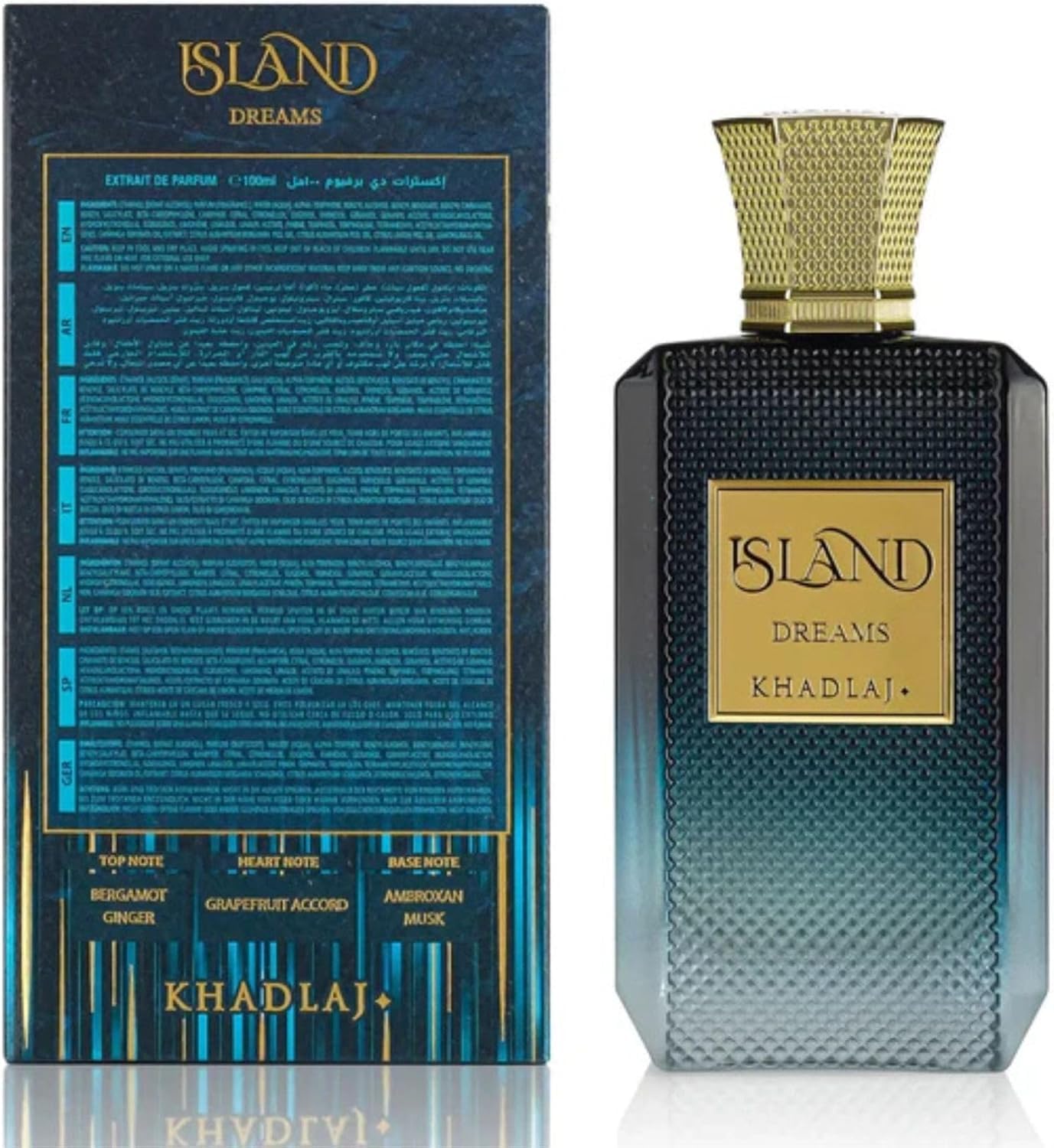 Khadlaj Island Dreams – Fragancia Frutal, Floral, Ambar, Almizclada – Extrait de Parfum de Larga Duración para Unisex, 3.4 Onzas