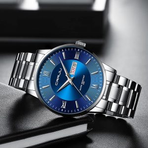 CRRJU Relojes de Lujo de Acero Inoxidable para Hombre de Moda para Hombres de Negocios Automáticos con Fecha Cronógrafo Analógico Relojes de Pulsera de Cuarzo