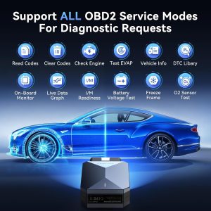 MUCAR BT200 MAX AI OBD2 escáner Bluetooth, sistema completo 15 restablece herramientas de diagnóstico Control bidireccional, Autobús CAN-FD y FCA, AutoVIN, datos en tiempo real, compatibilidad con