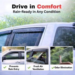 KPY Protector contra lluvia compatible con Toyota Sienna 2011-2020, Visor de ventana de 4 piezas, deflectores de ventilación de ventana lateral con cinta adhesiva estilo Mugen, 2011 2012 2013 2014