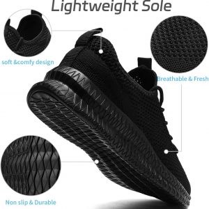 Men Non-Slip Work Shoes Tennis Gym Sneakers Breathable Slip Resistant Lightweight and Comfortable for All-Day Wear Sports and Walking