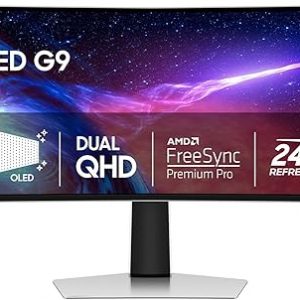 Samsung 49" Odyssey G93SC Series Curved Gaming Monitor, QD-OLED, 240Hz, 0.03ms, DQHD, G-Sync Compatible, FreeSync Premium Pro, Adjustable Stand