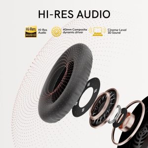 QCY Auriculares Bluetooth H3 ANC sobre la oreja, cancelación activa de ruido Bluetooth 5.4 auriculares con micrófonos, sonido de audio de alta resolución, conexión multipunto, reproducción de 60 horas, ecualizador personalizado a través de la aplicación (negro)