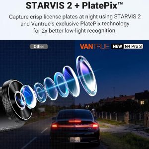 Vantrue New N4 Pro S 4K 3 Channel Dash Cam, Triple STARVIS 2 Dash Camera for Cars, 4K+1080P+2.5K Front and Rear Inside, HDR IR Night Vision, 24/7 Buffered Parking Mode, GPS, Wi-Fi, Support 1TB (RC18)