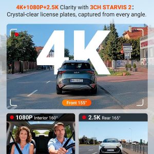 Vantrue New N4 Pro S 4K 3 Channel Dash Cam, Triple STARVIS 2 Dash Camera for Cars, 4K+1080P+2.5K Front and Rear Inside, HDR IR Night Vision, 24/7 Buffered Parking Mode, GPS, Wi-Fi, Support 1TB (RC18)