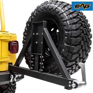 EAG Classic Rear Bumper with Tire Carrier Black Textured Fit for 87-06 Wrangler TJ YJ