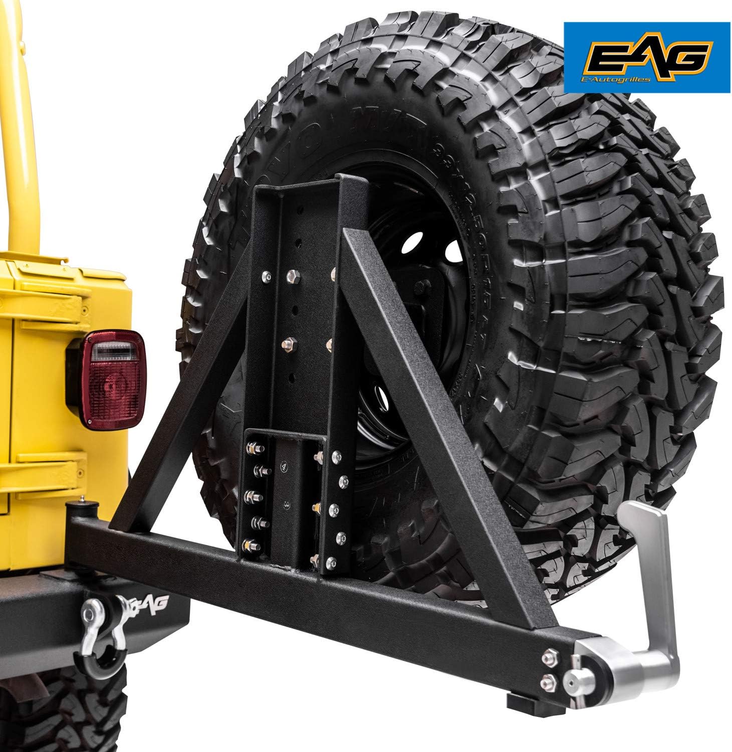 EAG Classic Rear Bumper with Tire Carrier Black Textured Fit for 87-06 Wrangler TJ YJ