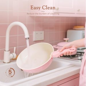 Astercook Juego de 23 ollas y sartenes antiadherentes, juego de utensilios de cocina de cerámica, mango desmontable, juego de cocina de autocaravana, asas extraíbles, apto para horno, listo para