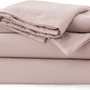Bedsure Funda de Edredón de Algodón 100% Lavado Tamaño Queen - Funda de Edredón de Algodón Minimalista Rosa Pétalo Tipo Lino para Todas las Estaciones - Ropa de Cama Lisa Simple GentleSoft™ (Rosa