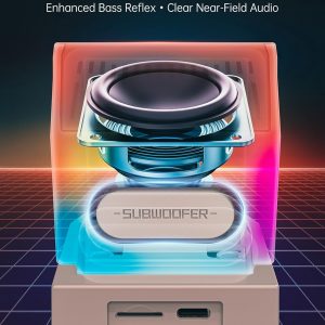 Divoom MiniToo Retro PC-Style Computer Speaker, Smart Pixel Screen with DIY Faces, Bluetooth & USB Audio, Alarm/White Noise Clock, Desk Setup Gift for Bedroom, Office & Gaming
