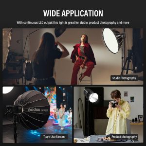GODOX Godox Litemons LE300Bi - Kit de luz de video LE300Bi con soporte de luz Softbox, montaje Bowens, control de aplicación DMX/Bluetooth, conexión NFC, 2800K ~ 6500K, 58900Lux@3.3 ft, CRI/TLCI98, 11