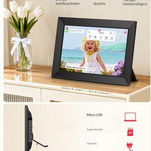 BIGASUO Marco de fotos digital, marco digital Frameo de 10.1 pulgadas con WiFi con memoria de 32 GB, pantalla táctil IPS de 1280 x 800, envía fotos/videos desde tu teléfono en cualquier lugar, regalos