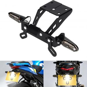 GIXXER 250 - Kit de eliminación de guardabarros compatible con soporte de placa de matrícula GIXXER 150 250 2021-2025 con luz trasera y intermitentes traseros (humo)