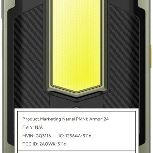 Ulefone Armor 24 22000mAh Mega Battery Unlocked Rugged Phone, Camping Light, 24GB RAM +256GB ROM, 6.78" FHD+120Hz Screen, 64MP Main Camera + 64MP Night Vision Camera, Android 14 Rugged Smartphone NFC