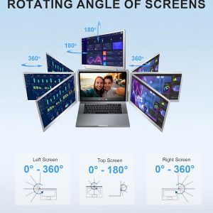 16" Laptop Screen Extender Monitor Portable, Quad Monitor, Just 1 Cable for 3 Screens, FHD 1200P IPS Laptop Extender Compatible with Wins/Mac for 13.6" - 18.5" Laptops