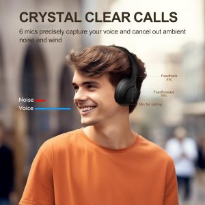 QCY Auriculares Bluetooth H3 ANC sobre la oreja, cancelación activa de ruido Bluetooth 5.4 auriculares con micrófonos, sonido de audio de alta resolución, conexión multipunto, reproducción de 60 horas, ecualizador personalizado a través de la aplicación (negro)