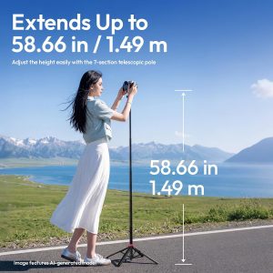ULANZI MT44M Auto Open Magnetic Phone Tripod, 59" Selfie Stick Tripod Stand w Remote, 2-in-1 Dual Mount&1/4" Screw for Phone&Camera, 360°Ball Head for iPhone Android, Vlogging, Live Streaming, Black