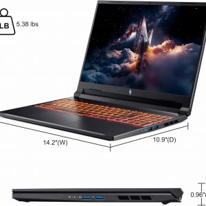 Acer Nitro V 16 AI portátil para juegos de 16" WUXGA IPS 180Hz AMD 6-core Ryzen 5 240, 16GB DDR5, SSD de 512GB, GeForce RTX 5050 (hasta 421 AI Tops), Wi-Fi 6E, retroiluminación, Type-C, Win11Pro con