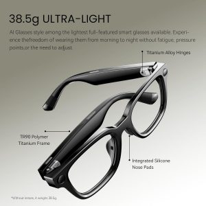 Rokid Ai Glasses Style (Non-Display), 2026 Smart Audio Sun Glasses with ChatGPT & Gemini, Real-Time Translation, 12MP Camera, Voice-Controlled Assistant, Hands-Free Calls, Productivity for Travel