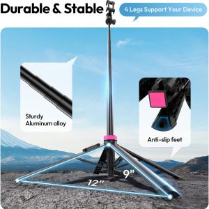 ULANZI 0.01s Auto Pop Open Phone Tripod with Remote, MT44B 59'' Selfie Stick Tripod w Dual Mount for Phone & Camera for Vlog/Live/Travel, Cell Phone Stand 360° Ball Head for iPhone 17Pro Max/Android