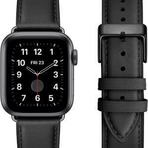 Leather Bands Compatible with Apple Watch Band 42mm(Series3 2 1) 44mm 45mm 46mm 49mm, Genuine Leather Wristband Starp for iWatch SE Series 11 10 9 8 7 6 5 4 3 2 1 Ultra for Women Men