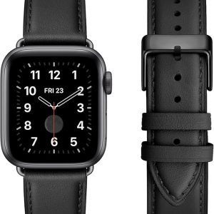 Leather Bands Compatible with Apple Watch Band 42mm(Series3 2 1) 44mm 45mm 46mm 49mm, Genuine Leather Wristband Starp for iWatch SE Series 11 10 9 8 7 6 5 4 3 2 1 Ultra for Women Men