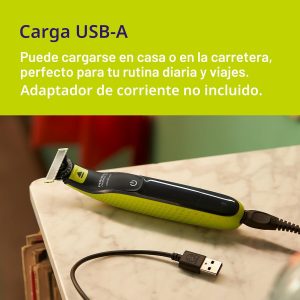 Norelco Philips OneBlade 360 Hybrid Face, recortadora de barba eléctrica y afeitadora, con tecnología de cuchillas 360, 1 cuchilla 360 para cara, peine ajustable 5 en 1, modelo QP2724/90