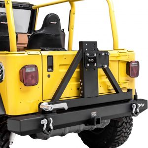 EAG Classic Rear Bumper with Tire Carrier Black Textured Fit for 87-06 Wrangler TJ YJ