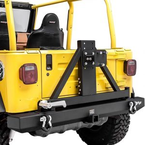 EAG Classic Rear Bumper with Tire Carrier Black Textured Fit for 87-06 Wrangler TJ YJ
