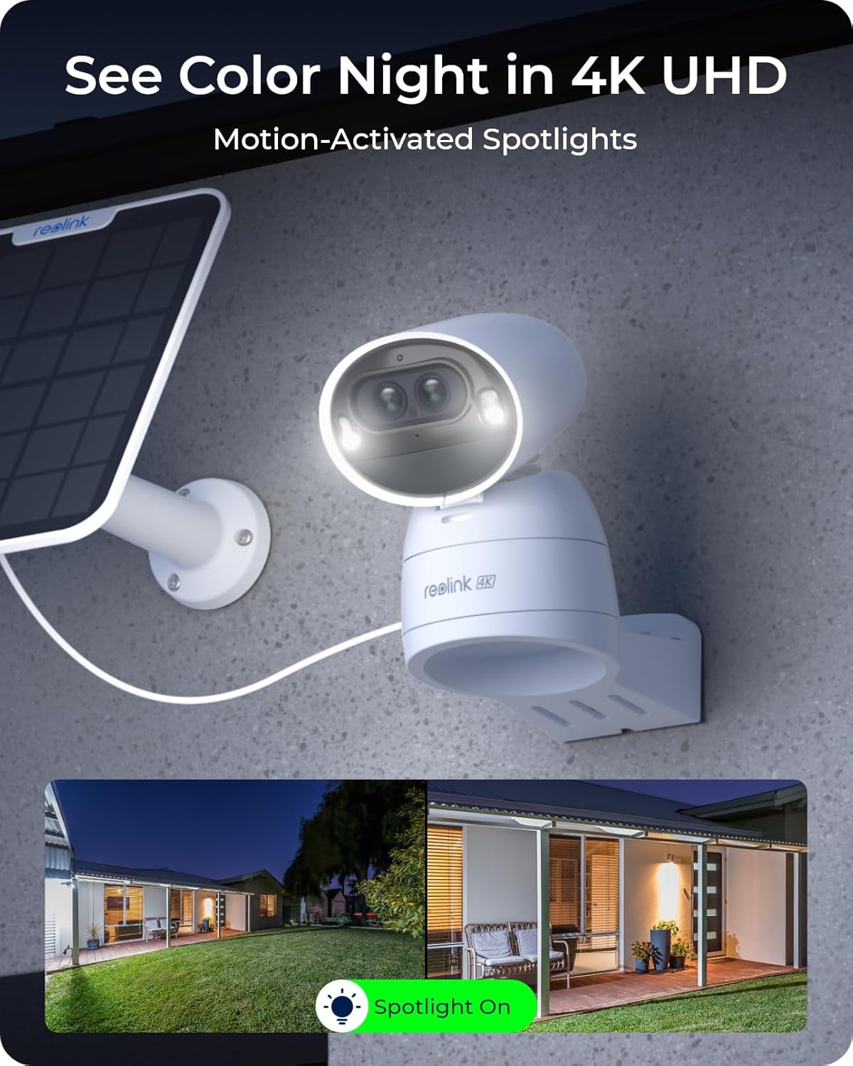 REOLINK 4K Dual-Lens Solar Security Cameras Wireless Outdoor/Indoor, Argus Track + 6W Solar Panel, Auto Zoom Tracking, 2.4/5GHz WiFi, Color Night Vision, No Subscriptions, Home Hub Compatible