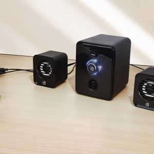 MANHATTAN Sistema de altavoces estéreo Bluetooth USB 2.1 con subwoofer y 2 altavoces satelitales pequeños, 3 modos de conexión de audio - para computadora, PC, laptop, escritorio - 167345