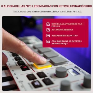 Akai Professional MPK Mini IV USB-C MIDI Controlador de teclado para principiantes y productores - Almohadillas de batería MPC, perillas de 360°, ruedas de paso y mod, software de producción, paquete de sonido de instrumentos nativos, gris