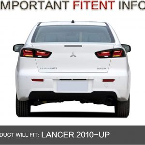 VLAND Tail lights Assembly Fit for Mitsubishi Lancer & EVO X 2008-2021(Not for Sportbacks/fortis/io), Rear Lamp with Starup Animation, DRL, Back light w/Fog Lights & Sequential Turn Signal, Smoked
