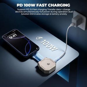 Freewell Pro SSD Link - Soporta M.2 2230 NVMe hasta 8 TB, 10Gbps USB-C, refrigeración activa, puerto de audio, carga PD de 100 W para iPhone 15 Pro y superior, Samsung S25 Ultra, grabación externa ProRes.