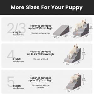 Gardner Pet Dog Stairs for Small Dogs 22.8" H, Curved 5-Step Pet Stairs, Dog Steps for High Bed, Couch (24-30 in) with Durable Non-Slip Waterproof Fabric Cover and CertiPUR-US Certified Foam