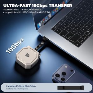 Freewell Pro SSD Link - Soporta M.2 2230 NVMe hasta 8 TB, 10Gbps USB-C, refrigeración activa, puerto de audio, carga PD de 100 W para iPhone 15 Pro y superior, Samsung S25 Ultra, grabación externa ProRes.