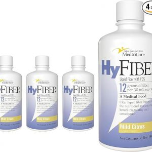 Medtrition HyFiber Daily Liquid Fiber for Regularity and Soft Stools, 12 Grams Soluble Fiber, 32 fl oz 4 Pack