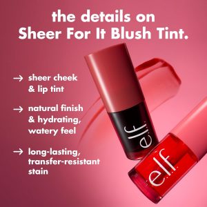 e.l.f. Sheer For It Tinte de Rubor, Multiuso, Maquillaje de Labios y Mejillas de Larga Duración, Crea un Acabado de Rubor Natural, Vegano y Libre de Crueldad, Pink Positive