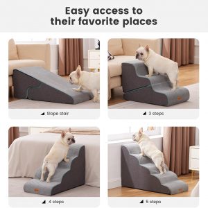 Gardner Pet Dog Stairs for Small Dogs 22.8" H, Curved 5-Step Pet Stairs, Dog Steps for High Bed, Couch (24-30 in) with Durable Non-Slip Waterproof Fabric Cover and CertiPUR-US Certified Foam
