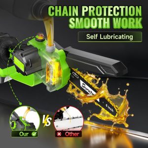 Mini Motosierra Inalámbrica de 6 Pulgadas, Motosierra Eléctrica con 2 Baterías, Motosierra de Mano Alimentada por Batería con Engrasador Automático, Herramienta de Jardinería para Corte de Madera