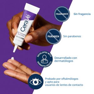 CeraVe Crema de Ojos Renovadora de Piel para Arrugas, Crema para debajo de los Ojos con Péptidos + Cafeína + Niacinamida, para Arrugas y Patas de Gallo, Libre de Parabenos y Testada por Oftalmólogos