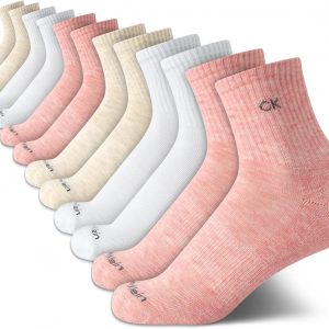 Calvin Klein Calcetines altos para mujer, paquete de 12 calcetines deportivos transpirables con cojines de rizo para mujer (talla de zapato: 4-10)