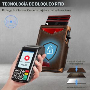 SEMORID Cartera para hombre con tarjetero delgado desplegable para 9-13 tarjetas, billetera inteligente minimalista plegable con bloqueo RFID, tarjetero con ventana de identificación y ranura para