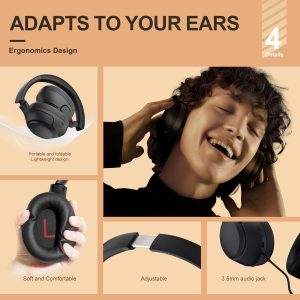QCY Auriculares Bluetooth H3 ANC sobre la oreja, cancelación activa de ruido Bluetooth 5.4 auriculares con micrófonos, sonido de audio de alta resolución, conexión multipunto, reproducción de 60 horas, ecualizador personalizado a través de la aplicación (negro)
