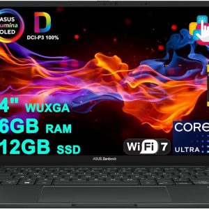 ASUS Zenbook 14 Creator portátil 14" WUXGA Lumina OLED táctil (500 nits HDR, 100% DCI-P3) Intel Ultra 7 255H de 16 núcleos (hasta 13 Tops) 16 GB de RAM SSD de 512 GB para trabajo de negocios Win11 ICP