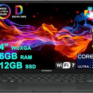 ASUS Zenbook 14 Creator portátil 14" WUXGA Lumina OLED táctil (500 nits HDR, 100% DCI-P3) Intel Ultra 7 255H de 16 núcleos (hasta 13 Tops) 16 GB de RAM SSD de 512 GB para trabajo de negocios Win11 ICP