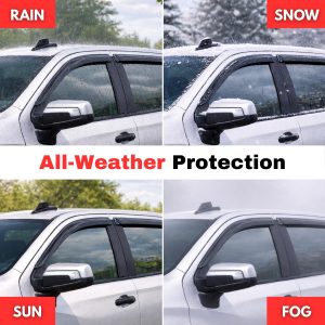 KPY Protector contra lluvia compatible con Toyota Sienna 2011-2020, Visor de ventana de 4 piezas, deflectores de ventilación de ventana lateral con cinta adhesiva estilo Mugen, 2011 2012 2013 2014