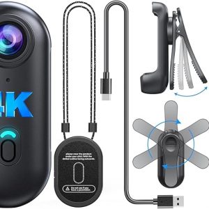 BOBLOV W4 4K Mini Body Camera,128G Wearable Camera with 360°Rotatable Clip & Magnetic Clip, Thumb Size, 96 Minutes for Recording, Easy to Use for Lecture, Traveling, Pet Walking and Outdoors