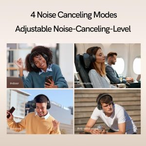 QCY Auriculares Bluetooth H3 ANC sobre la oreja, cancelación activa de ruido Bluetooth 5.4 auriculares con micrófonos, sonido de audio de alta resolución, conexión multipunto, reproducción de 60 horas, ecualizador personalizado a través de la aplicación (negro)